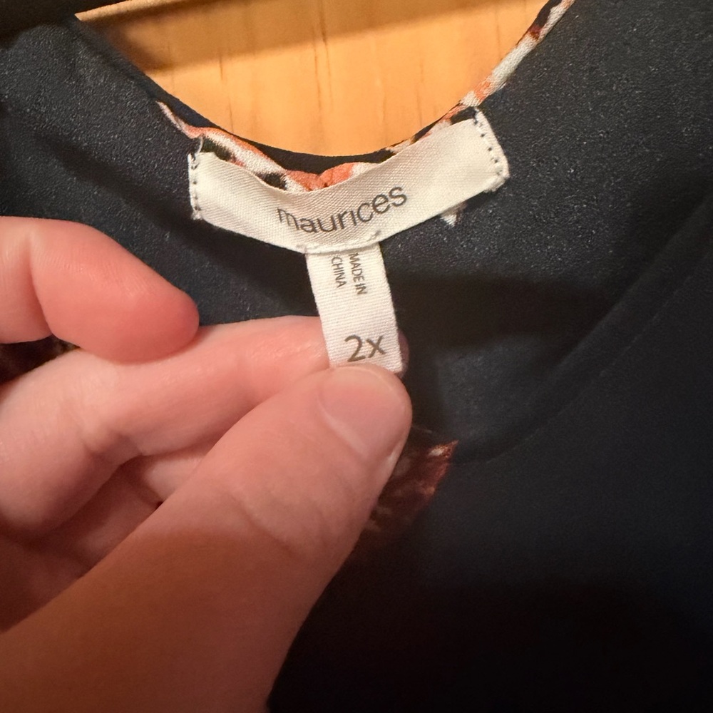Maurices Navy Floral Tie-Front Peasant Blouse - Picture 3 of 3